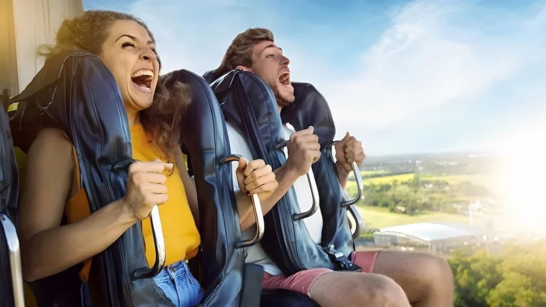 Guests enjoying a rollercoaster ride at Dreamworld, Gold Coast.