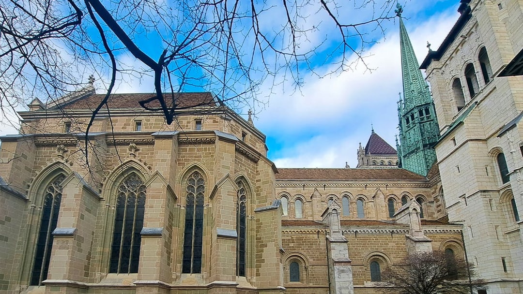 St. Pierre Cathedral in Geneva during a guided tour.