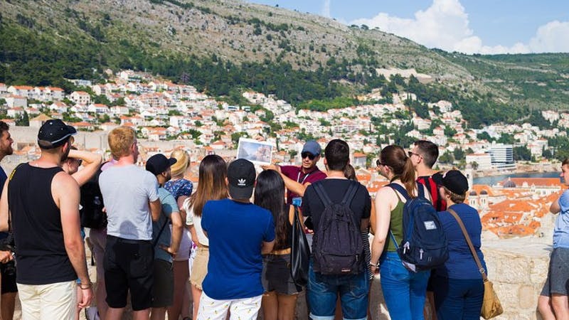 Tour group in Dubrovnik exploring Game of Thrones filming locations.