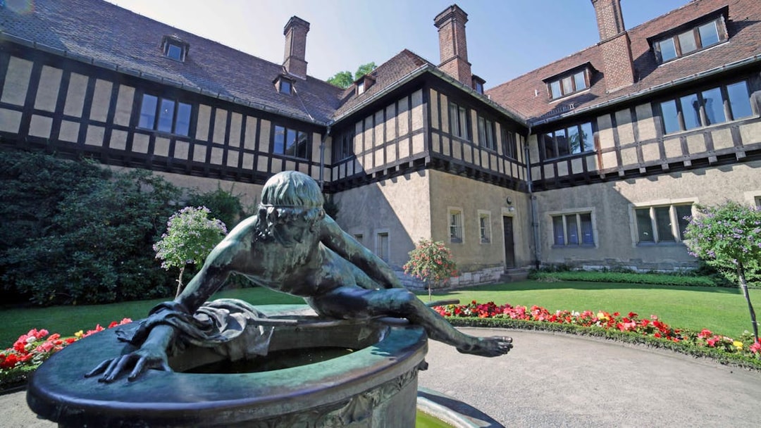Statue in the courtyard of Cecilienhof Palace, Potsdam, on a guided tour from Berlin.