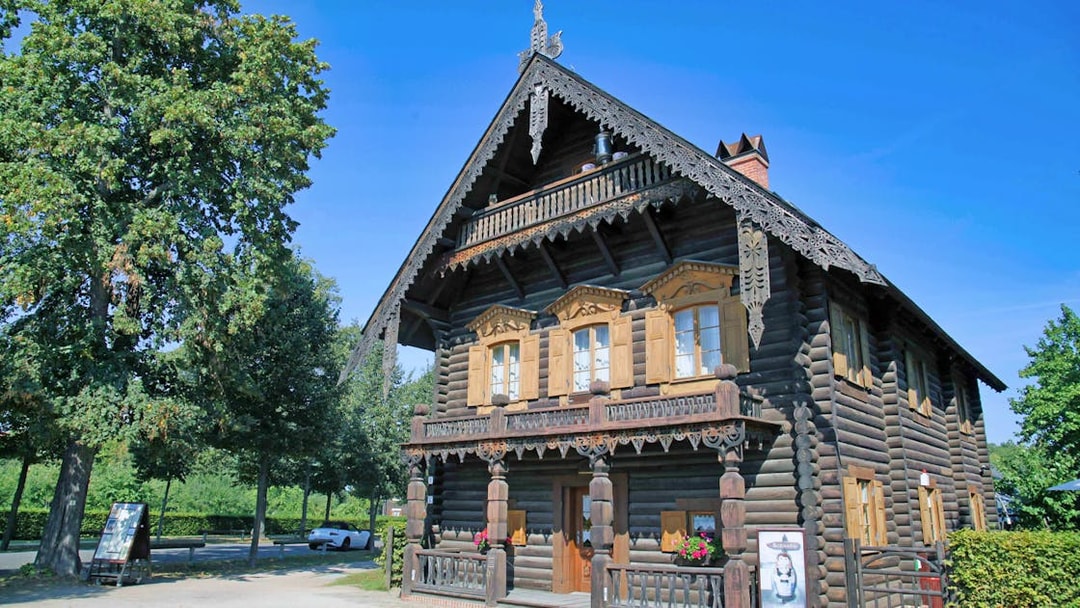 Historic wooden house in Potsdam, Germany, seen on a guided walking tour from Berlin.