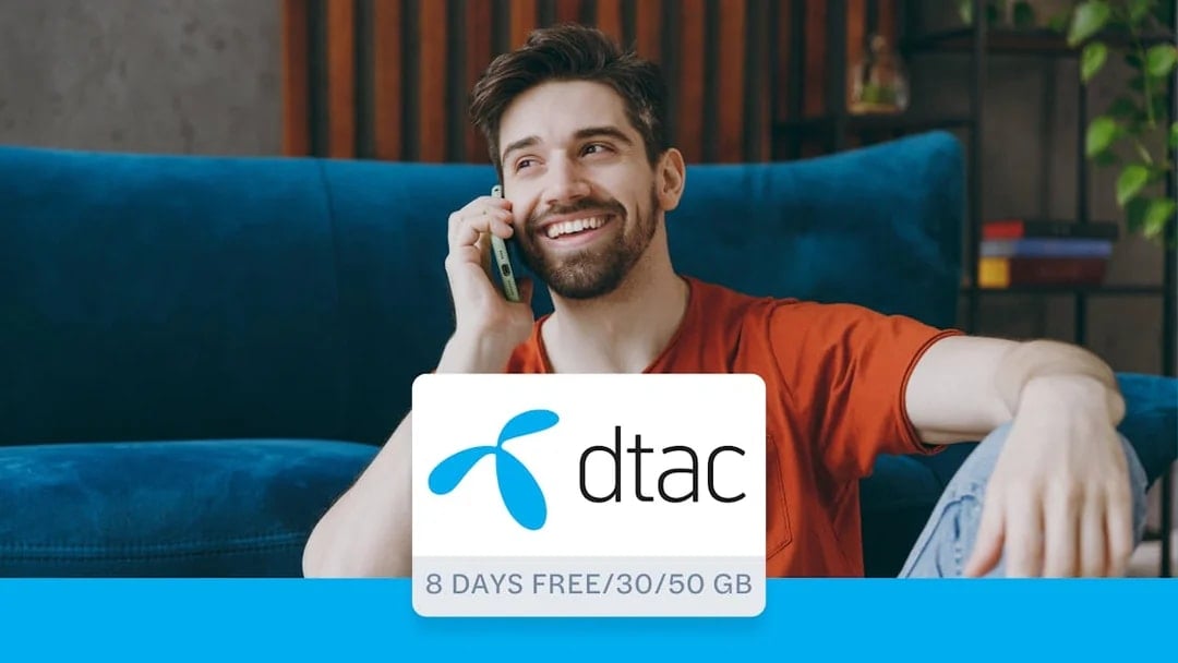 4G Tourist SIM Card for Phuket with dtac logo and 8 days free offer.
