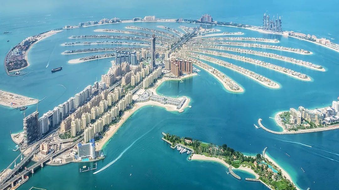 Palm Jumeirah aerial view, Dubai Full Day Tour with Return Transfers.