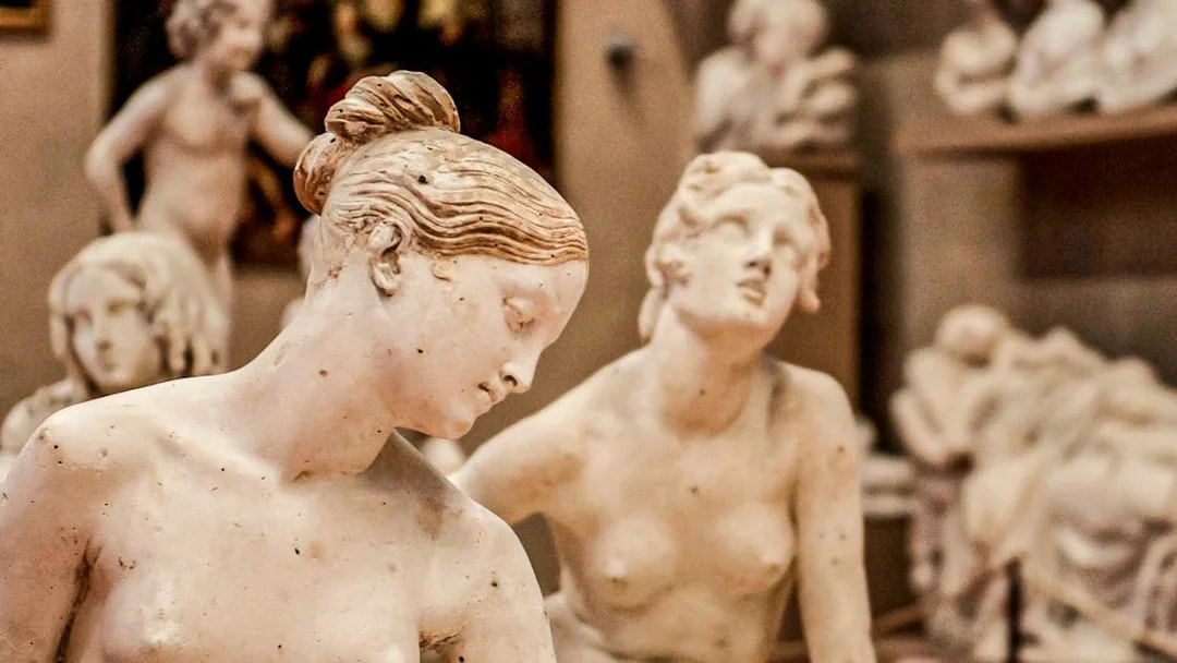Sculptures in Accademia and Uffizi Gallery, Florence.