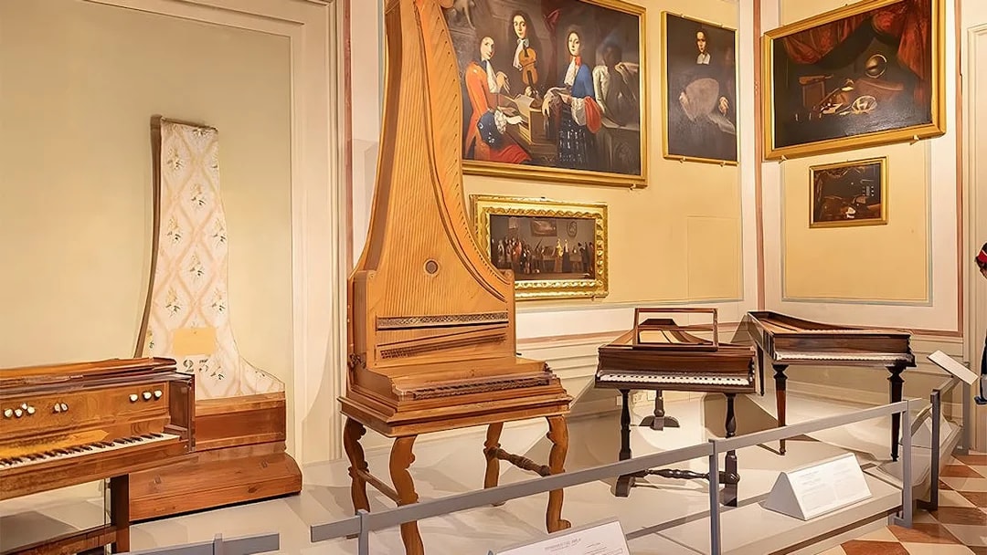 Musical instruments display at Accademia Gallery, Florence.