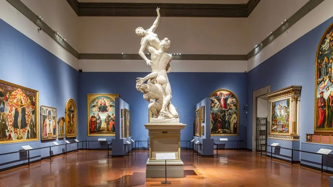 Sculpture of Abduction of a Sabine Woman in Accademia Gallery, Florence.