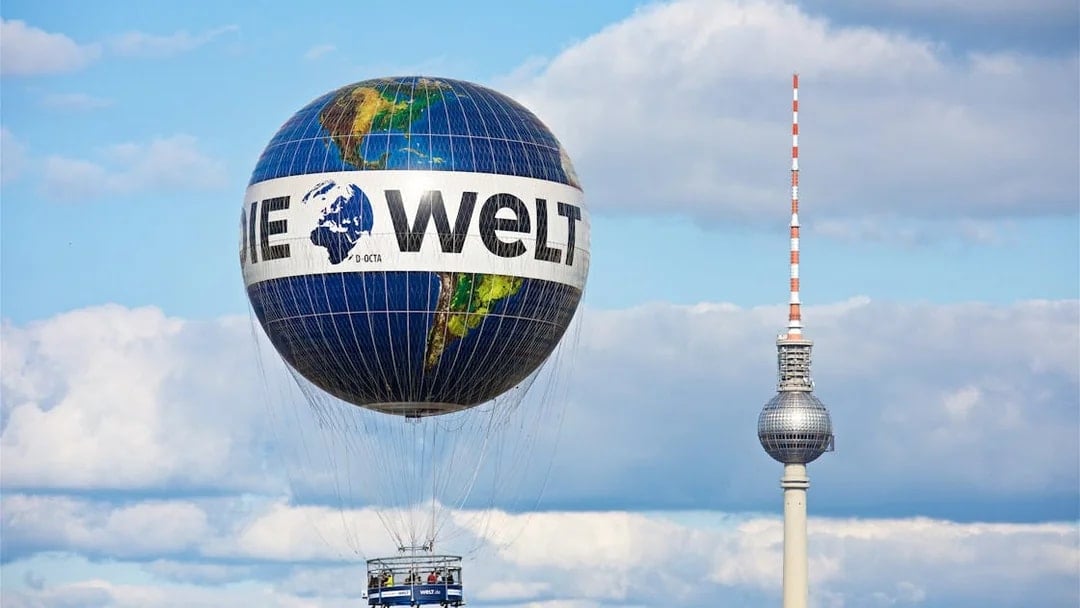 Weltballon ride near Berlin TV Tower, Germany.