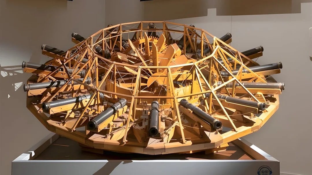 Leonardo da Vinci's war machine model at Leonardo3 Museum, Milan.