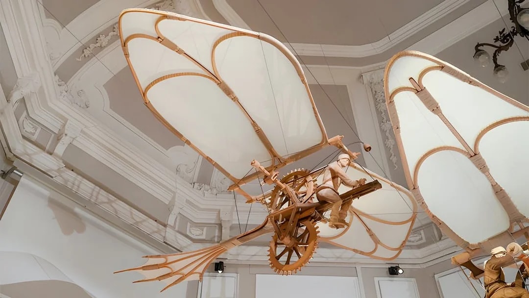 Flying machine model displayed at Leonardo3 Museum, Milan.