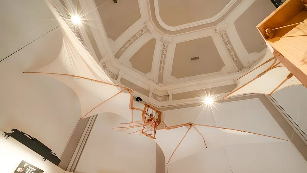 Flying vehicle model displayed at Leonardo3 Museum, Milan.