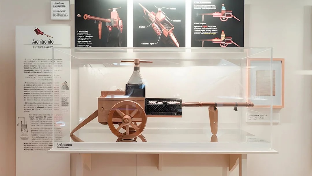 Leonardo da Vinci's Architronito model at Leonardo3 Museum, Milan.