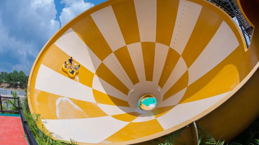 Visitors on a raft ride at Adventure Waterpark Desaru Coast.