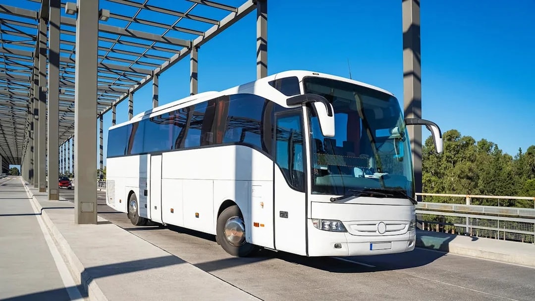 Bus on a bridge for Istanbul transfer service.