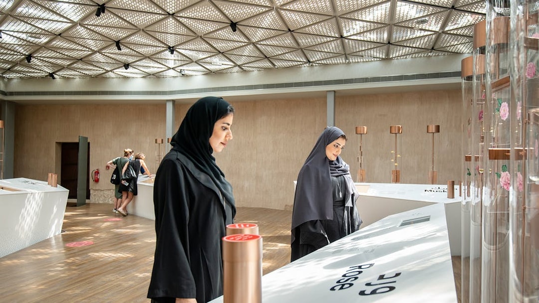 Visitors exploring exhibits at Al Shindagha Museum, Dubai.