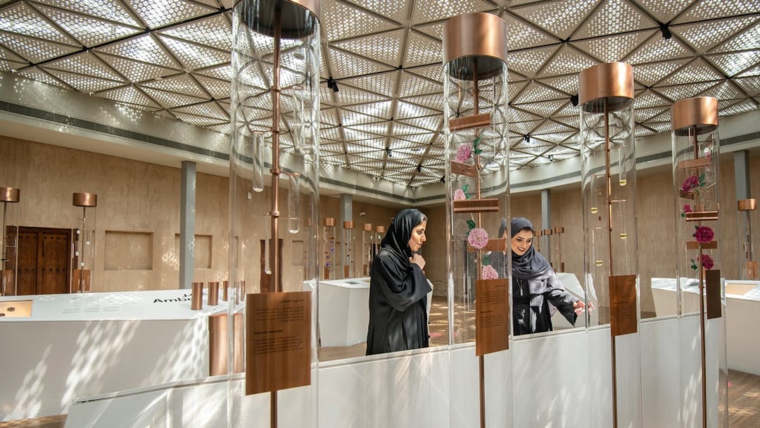 Visitors exploring exhibits at Al Shindagha Museum, Dubai.