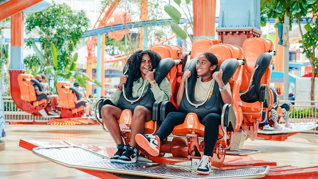 Guests enjoying Aang's Air Gliders ride at American Dream Nickelodeon Universe.