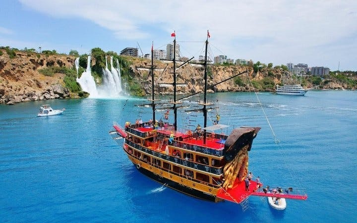 Antalya Pirate-Themed Boat Cruise with Foam Party, DJ, Lower Duden Waterfall Visit, Lunch, and Hotel Transfers Image 9