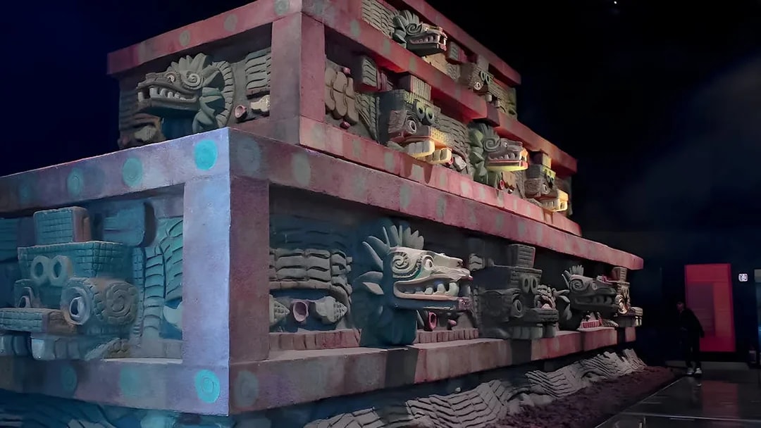 Stone carvings of Quetzalcoatl at the Anthropology Museum, Mexico City.