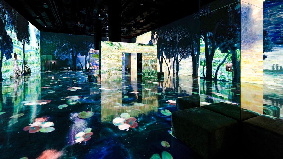 Immersive digital art display at Arte Museum Dubai featuring nature scenes.