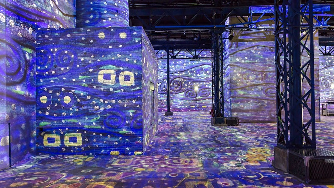 Starry Night projections inside Atelier Des Lumières, Paris, France.