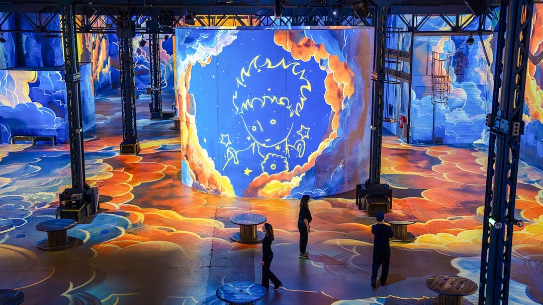 Little Prince artwork projection at Atelier Des Lumières, Paris exhibition.