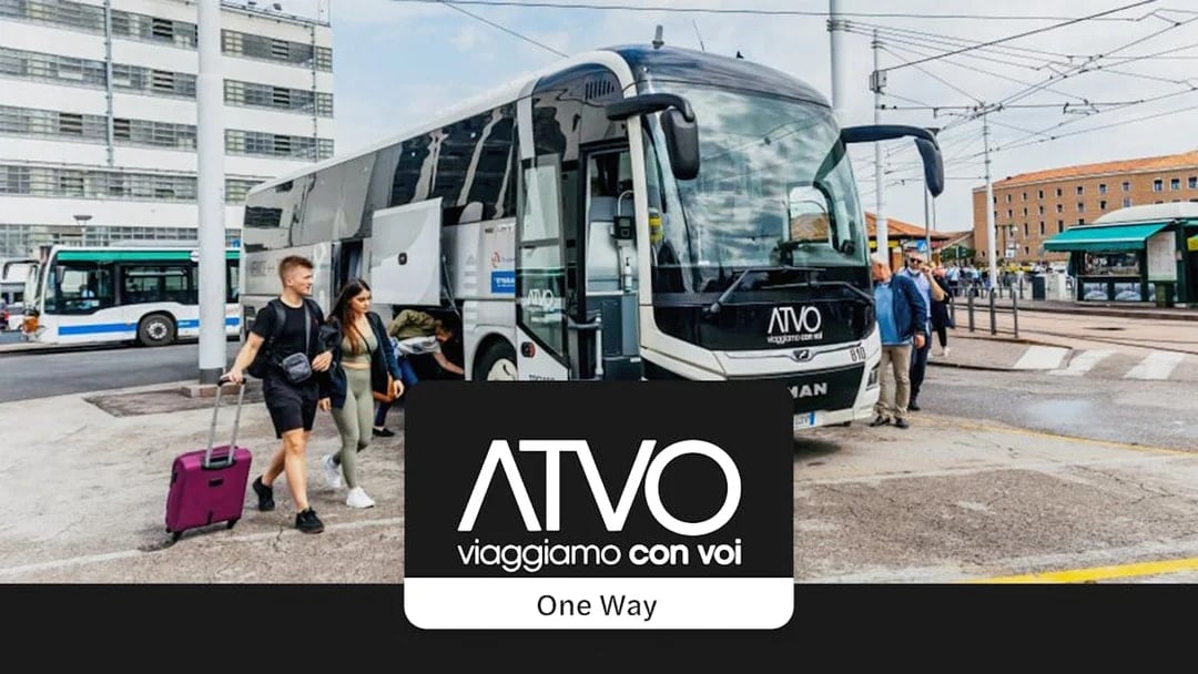 ATVO bus at Venice station for one-way airport transfer.