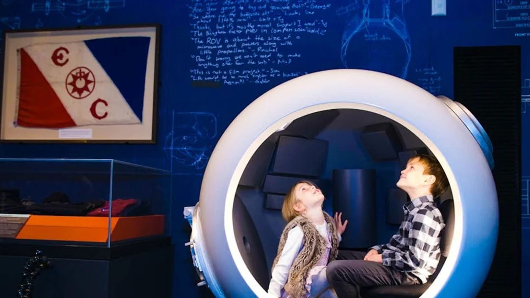 Children exploring a submarine exhibit at the Australian National Maritime Museum in Sydney.