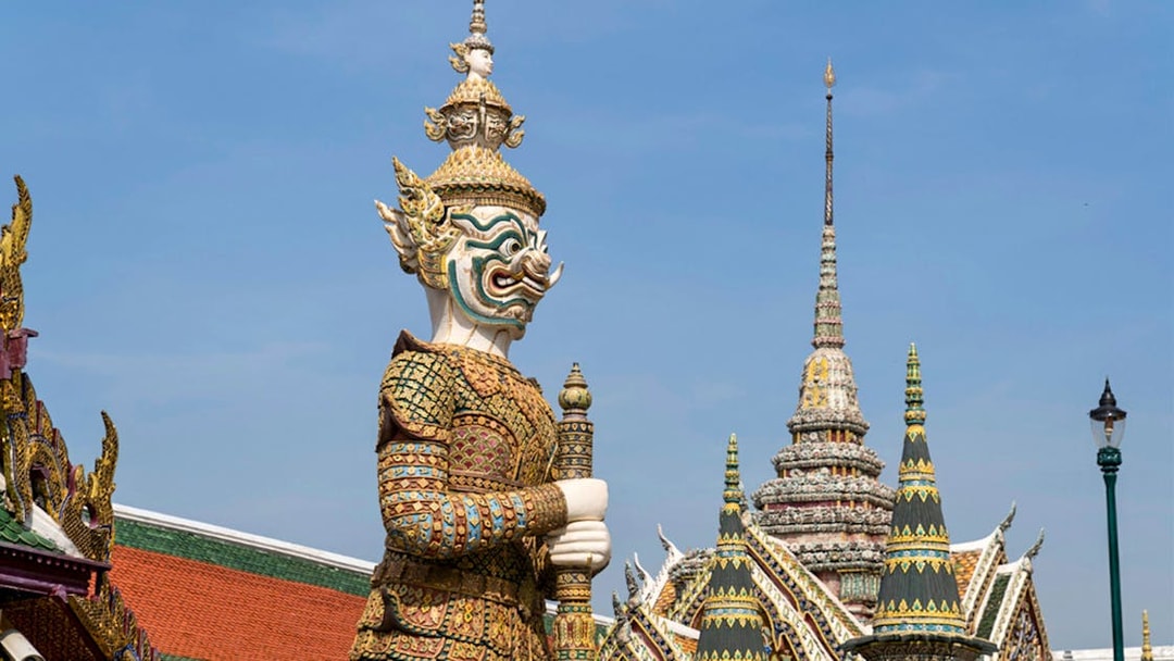 Giant guardian statue at Wat Phra Kaew, Grand Palace, Bangkok.