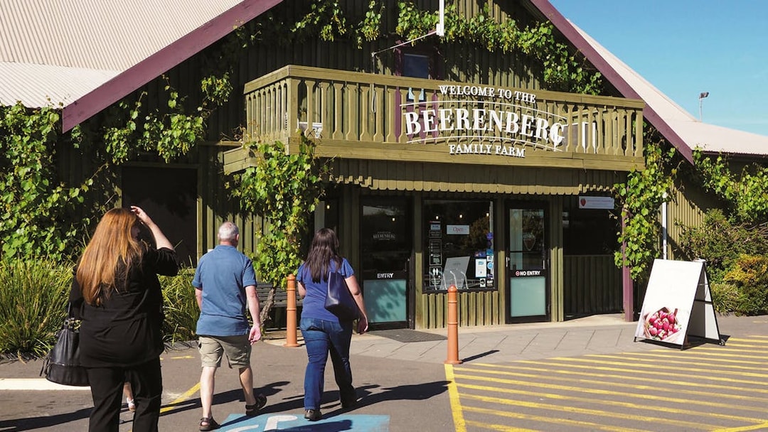 Visitors entering Beerenberg Family Farm in Hahndorf, part of Barossa and Hahndorf Highlights tour.