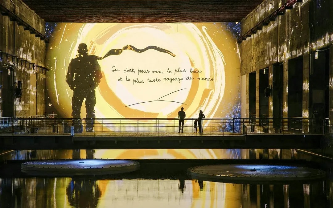 Immersive display of The Little Prince at Bassins des Lumières, Bordeaux.