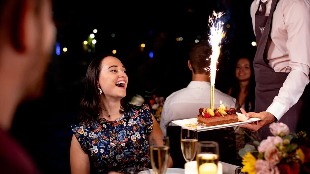 Dinner cruise on the Seine with dessert and sparklers at night.