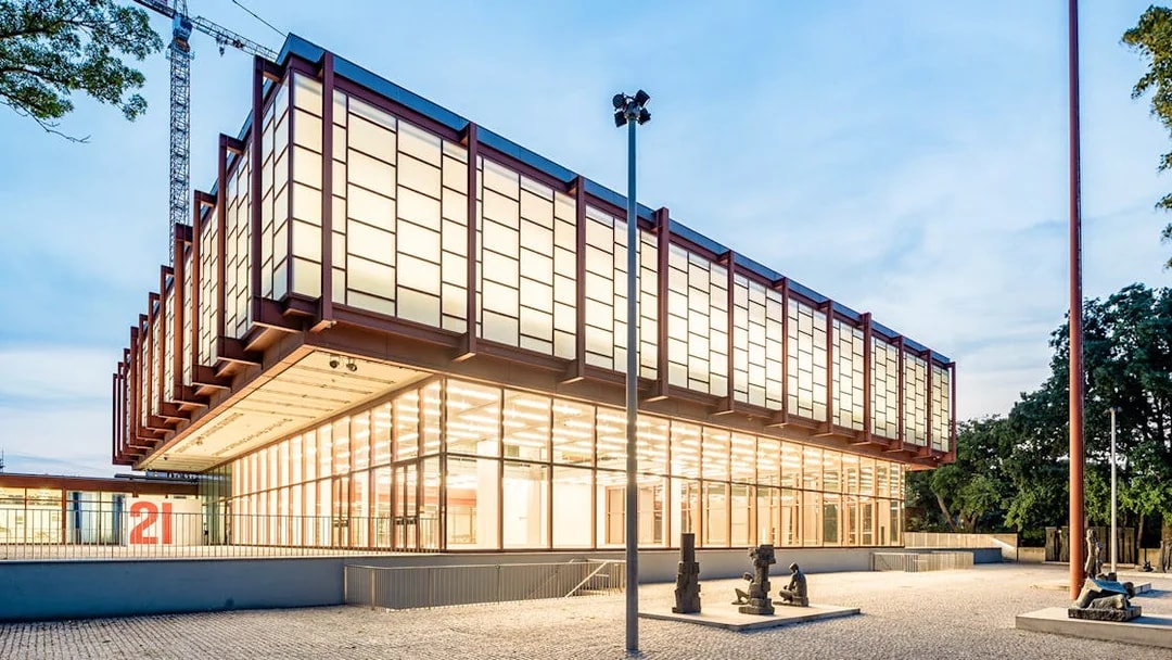 Belvedere Museum of Contemporary Art exterior with modern architecture and sculptures.