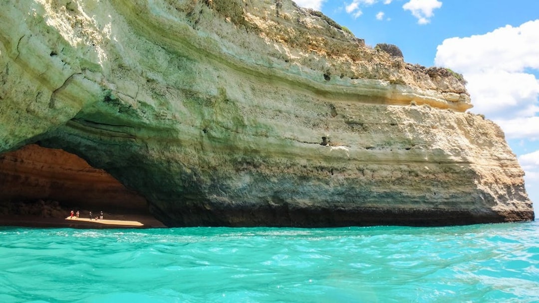 Benagil Cave with turquoise water, viewed from a boat tour near Portimao.