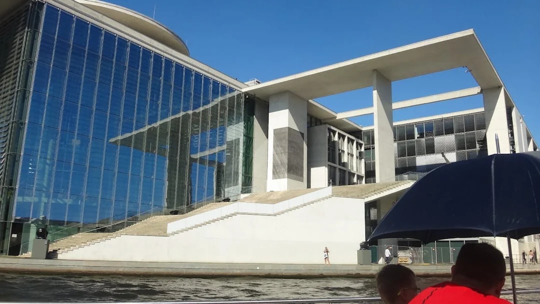 Modern building along the River Spree in Berlin seen from a sightseeing cruise.