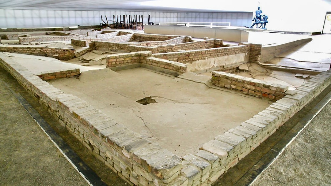 Remains of barracks inside Sachsenhausen Concentration Camp, Germany.