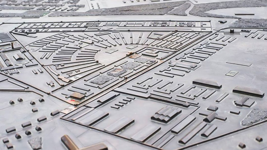 Model of Sachsenhausen Concentration Camp layout, Germany.