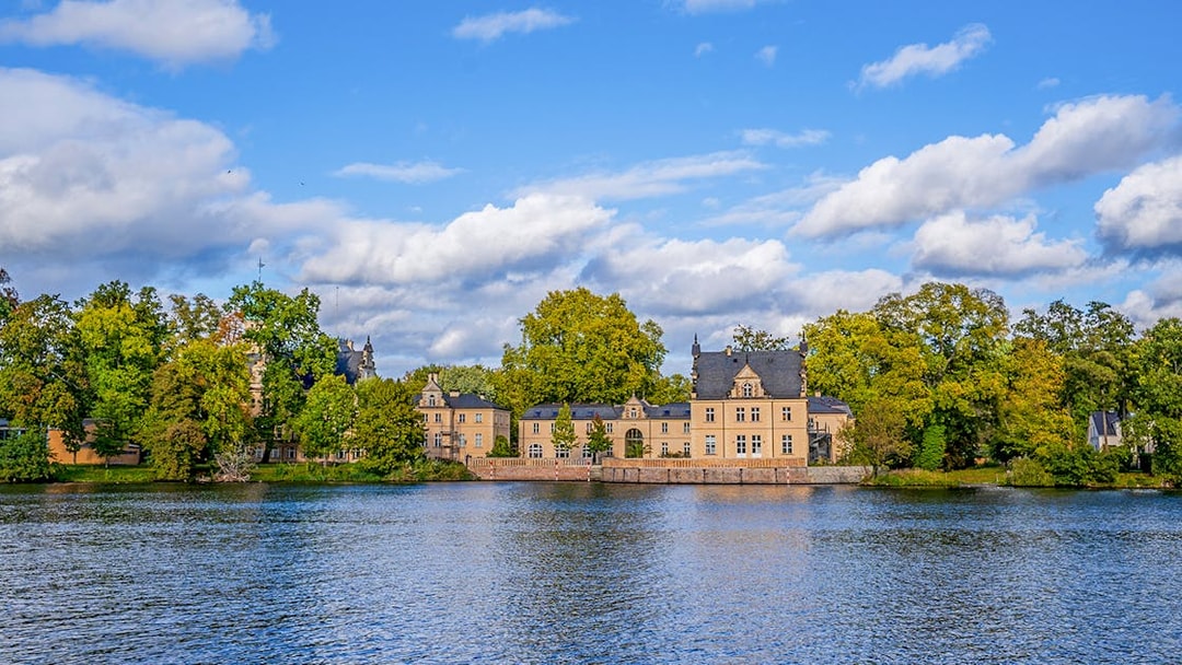 Schloss Glienicke seen from the water during the Seven Lakes Tour near Berlin's Wannsee.