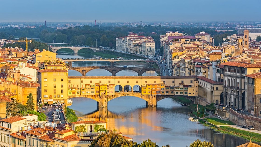 Ponte Vecchio over the Arno River in Florence during a walking tour.