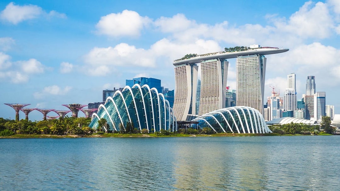Gardens by the Bay and Marina Bay Sands in Singapore skyline.