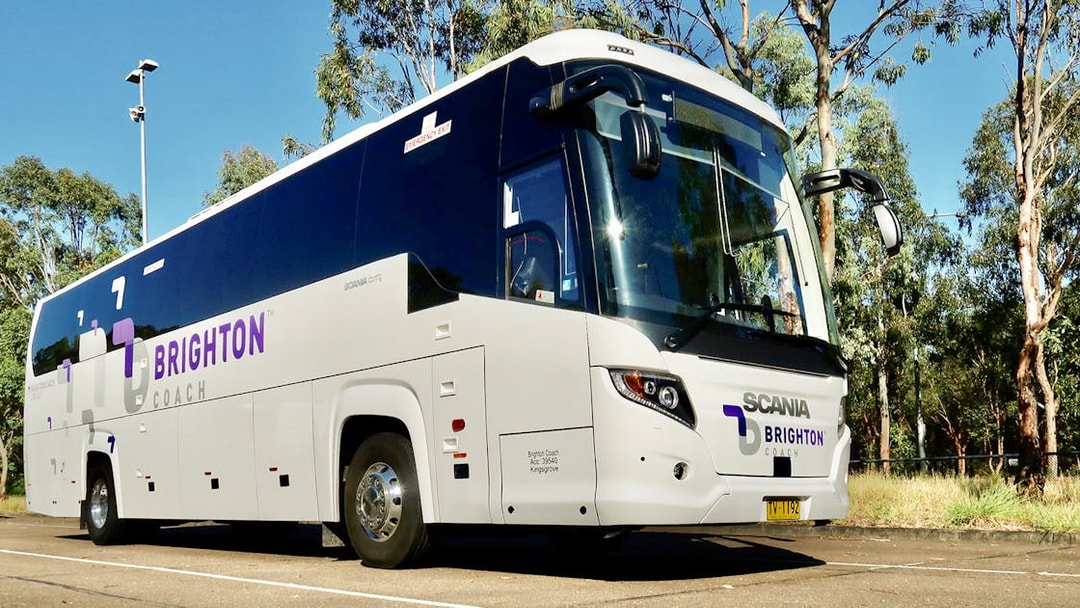 Tour bus for Blue Mountains, Scenic World, and Sydney Zoo trip in Sydney.