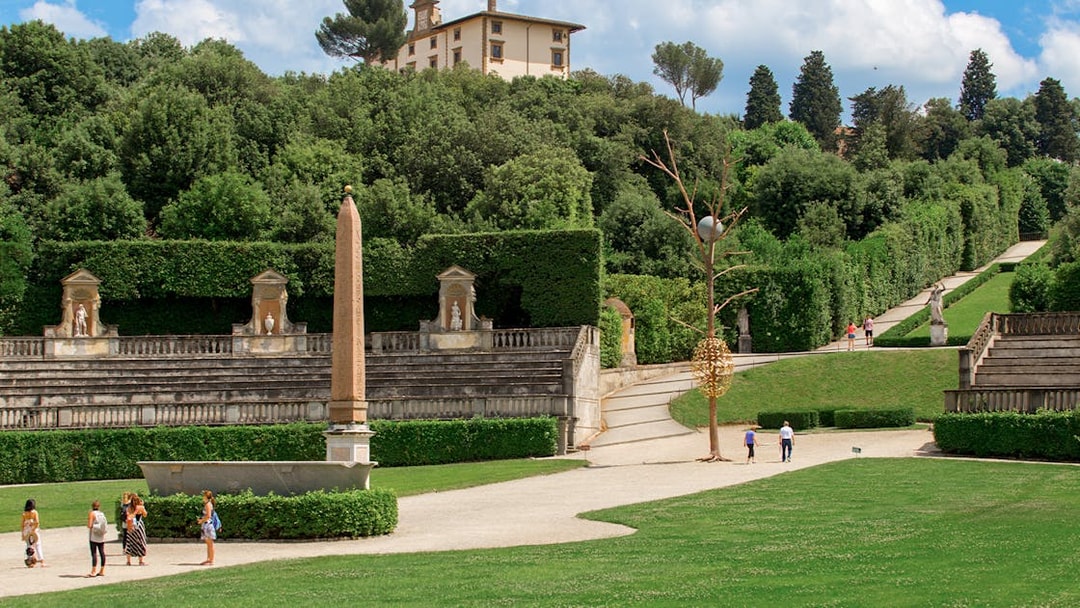 Boboli Gardens Florence with historic sculptures and manicured landscapes.