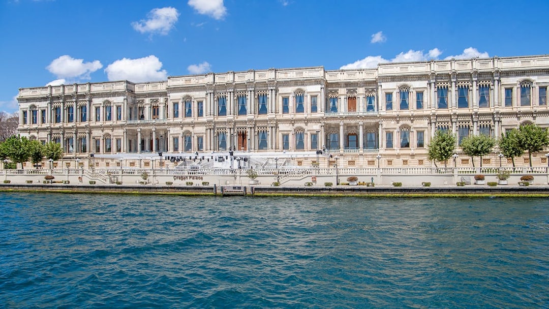 Ciragan Palace along the Bosphorus in Istanbul, Turkey.