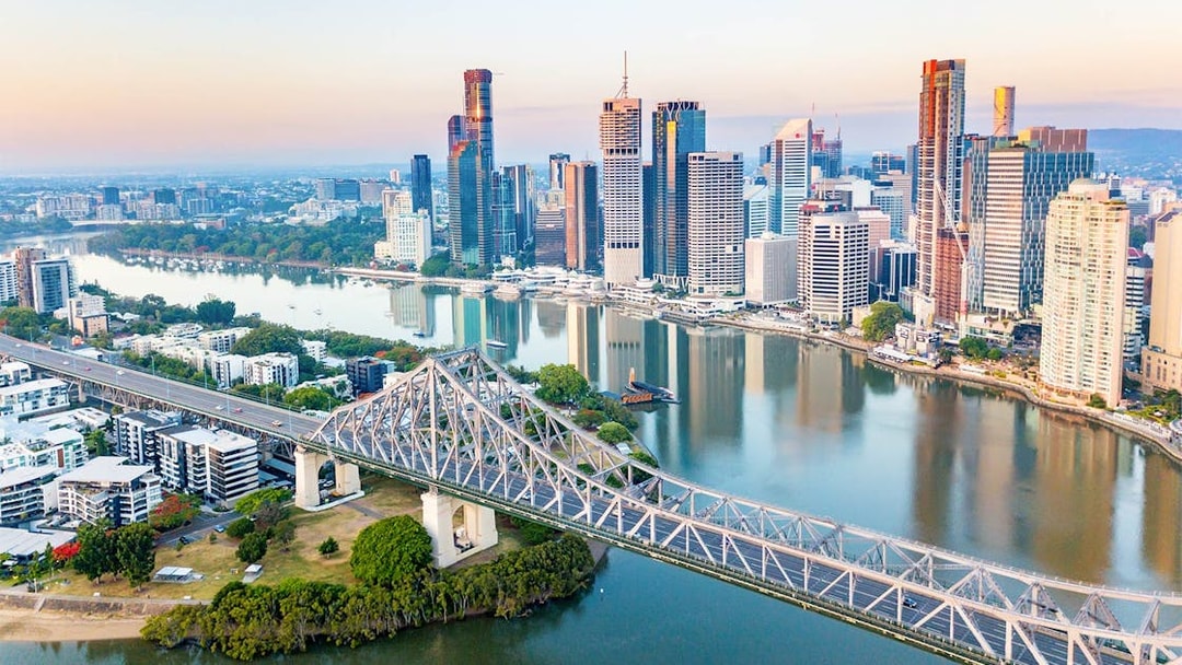 Story Bridge spanning Brisbane River with city skyline in the background.