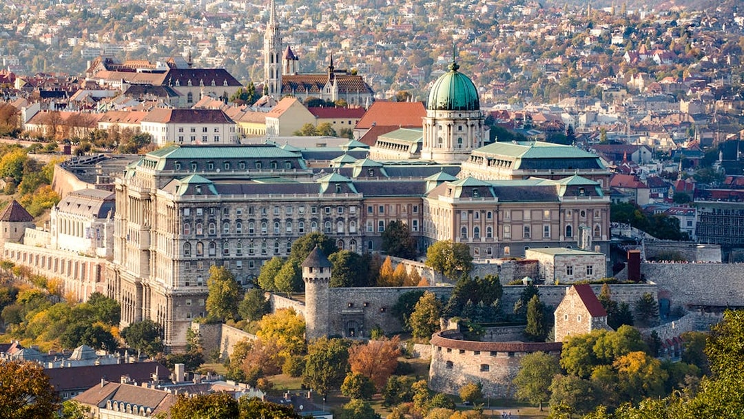 Buda Castle view from Gellért Hill on Grand City Tour with Parliament visit in Budapest.