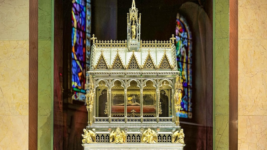 Reliquary of St. Stephen's hand inside St. Stephen's Basilica, Budapest.