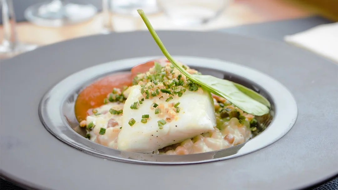 Gourmet dish served on Bustronome Paris tour.
