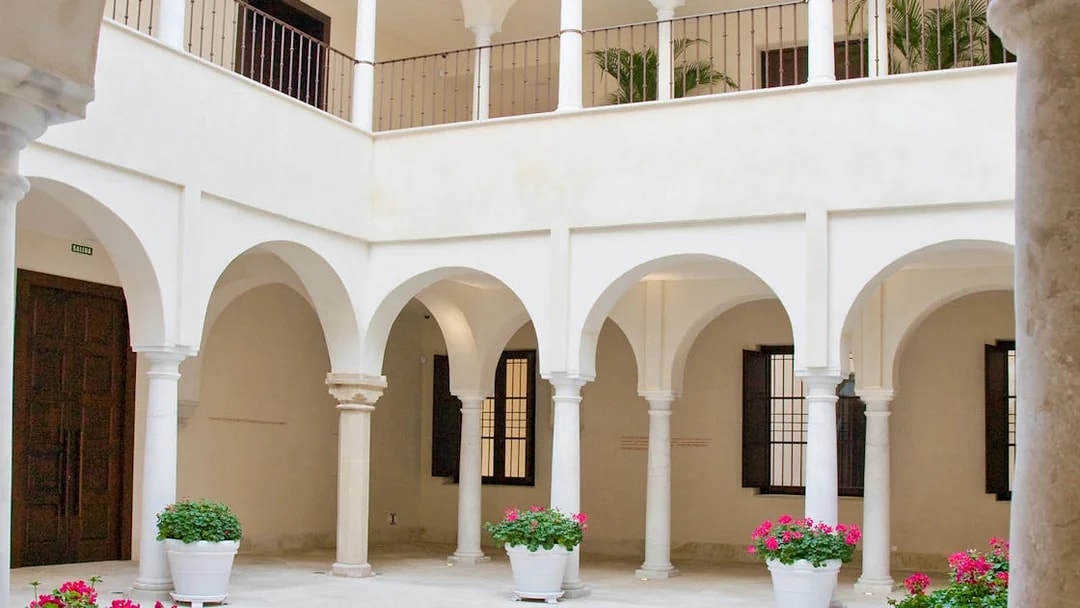 Courtyard with arches at Carmen Thyssen Museum in Málaga, Spain.