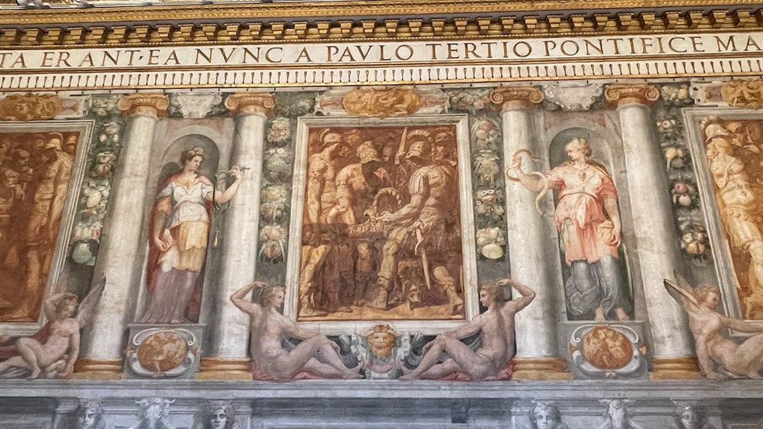 Frescoes depicting historical scenes at Castel Sant'Angelo, Rome.