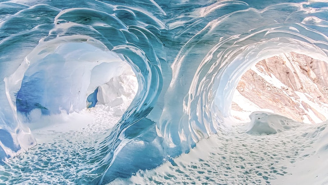 Ice cave interior at Mer de Glace, Chamonix Mont Blanc day trip.