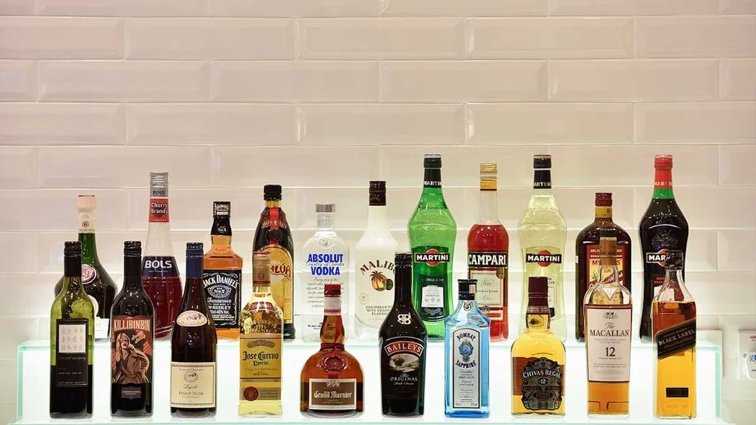 Assorted liquor bottles at Plaza Premium Lounge, T1, International Departures.